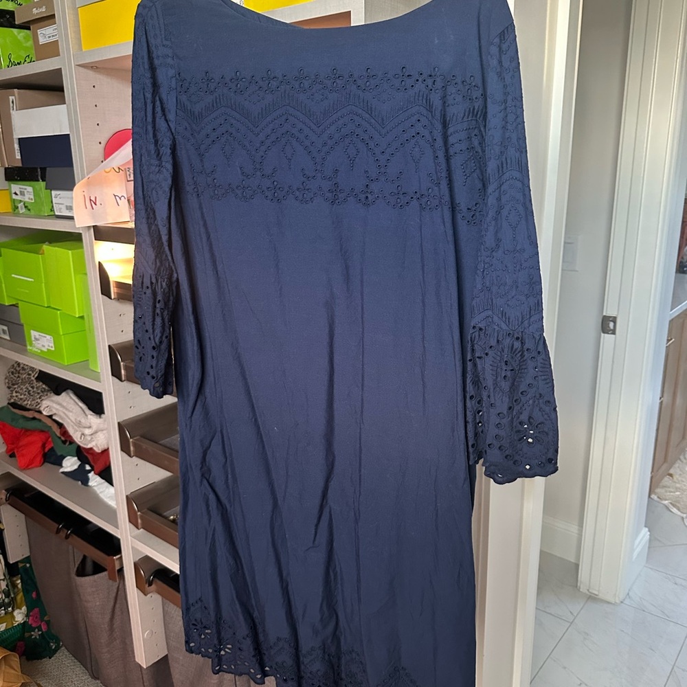 Elegant Navy Blue Lace Dress
